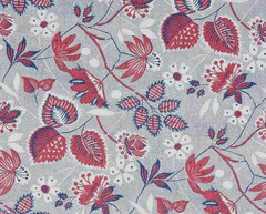 THIBAUT CURTAIN FABRIC Indienne Hazel 6.4 METRES RED/BLUE 100% LINEN ANNA FRENCH