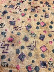 Fabric Retro Geometric Abstract Mustard Brown Multicolor 3 Yards X 56 Inch