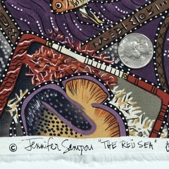 Faux Patchwork Exotic Fish Purple Sampou The Red Sea Kaufman Cotton Fabric 27″L