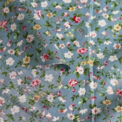 1Yard*147cm Grey Blue Elegant Floral Cotton Fabric Printed Calico Cotton Poplin