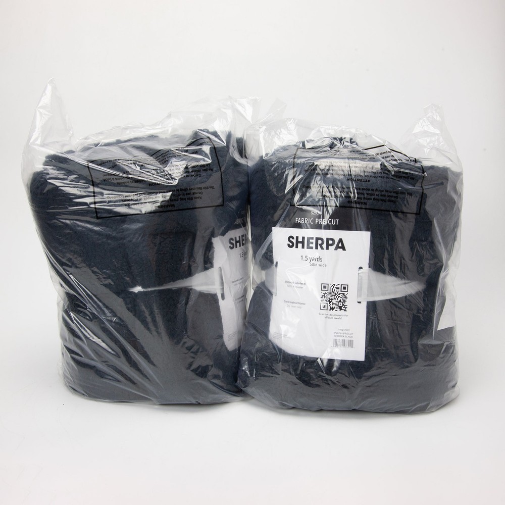 Black Sherpa Fabric Pre Cut 1.5 Yards Lot 2