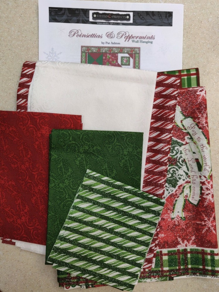 Christmas Poinsettias & Peppermints Wall Quilt Kit by Studio E Fabrics REDUCED