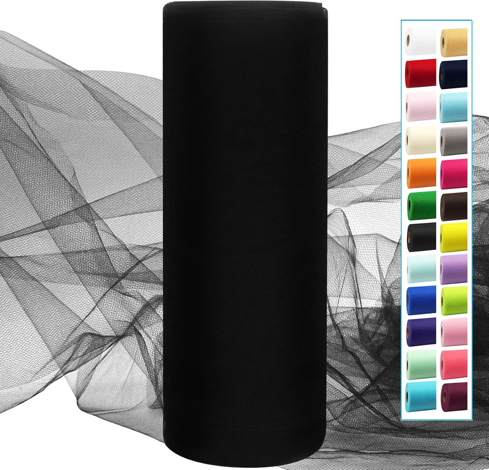 Black Tulle Fabric Rolls 54 Inch by 40 Yards Fabric Tulle Bolt