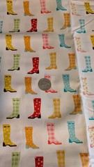 Cotton Fabric With Boots Print By The Yard 44″ Wide Continuous Cut