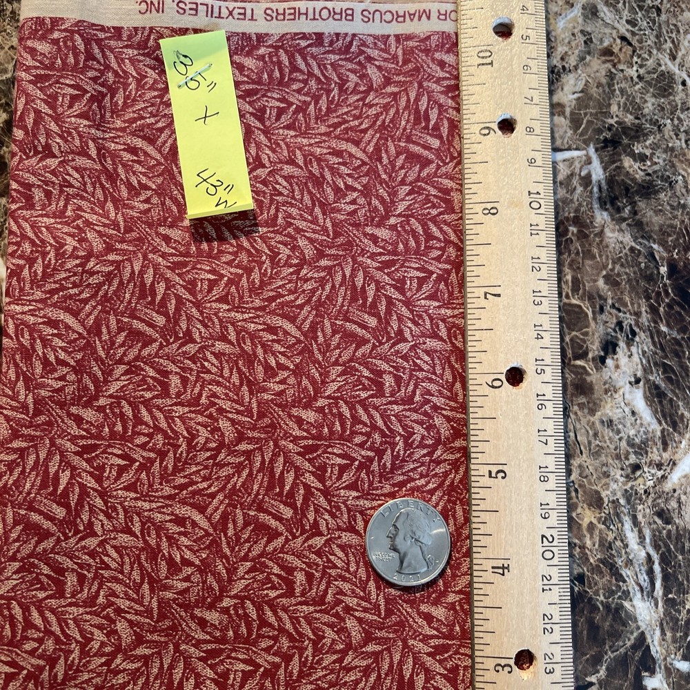 Vintage Judie Rothermel For Marcus Bros. Leaf Cotton Quilt Fabric 35” X 43″W