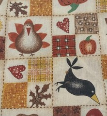Thankgiving Fall Patchwork Fabric Turkey Pilgrim Crow Pumpkin 84″ L x 60″ W