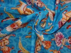 BTHY 2009 VTG FANCY NANCY Blue Leopard Cotton Quilting Fabric 18″x 43″