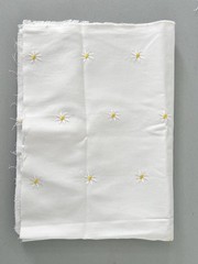 Daisy Flower Sewing Fabric Piece White On White Cotton 59″ x 21″