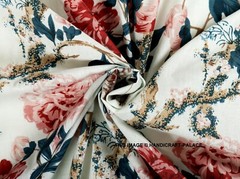 5 Yard Hand Block Print Handmade Cotton Indian Natural Portulaca Flower Fabric