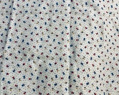 VTG Spring Mills Tiny Ditzy CALICO Red & Blue Florals & Blue Dots on White BTFQ