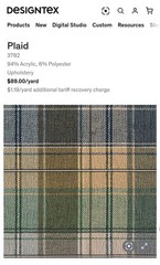 2.25yd Designtex Plaid Hummingbird Green Yellow & Brown Upholstery Fabric