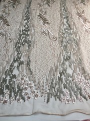 Skye BEIGE TAUPE Embroidered Floral Edge Guipure on Mesh Lace Fabric by the Yar