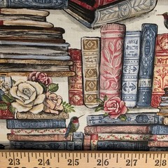 “Prose & Poetry” from ‘Tea & Poetry’ Books & Roses Cotton Shirting from Camelot