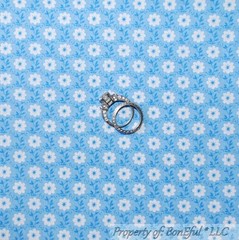 BonEful Fabric FQ Cotton Quilt Blue White Flower Tiny Calico Leaf Stripe Blender