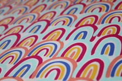GIRL Girls Fabric Fat Quarter FQ {100% COTTON} Rainbows Rainbow Colorful HAPPY