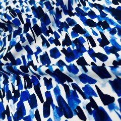 Abstract Watercolor Blue print Nylon Spandex Fabric Stretch by the Yard Swimwear