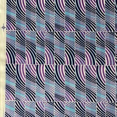 5 1/2 Yards Geometric Striped Curvy Purple Blue Stretch Knit Fabric 60″ W
