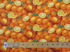 ORANGES REALISTIC SLICED ORANGE FRUIT FOOD COTTON FABRIC FQ