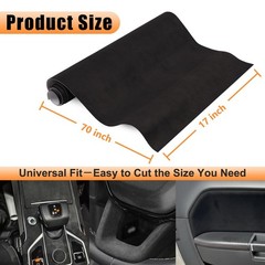 Self-Adhesive Black Suede Fabric Wrap for Car Interior – 17in x 70in, Easy Peel