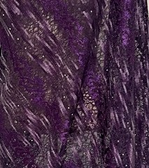 1 Yard Purple Gold Sequins Embroidered Lace Fabric 50” Width