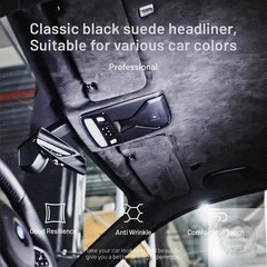 Suede Auto Headliner Fabric 98″ L × 60″ W with Foam Backing – Black Interior