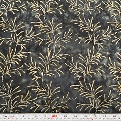 Beigy Green Twigs on a Dark Green/Blue/Black BATIK Cotton by the HALF YARD