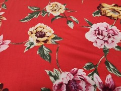 Double Brushed Jersey Knit Fabric Red Floral By the Yard