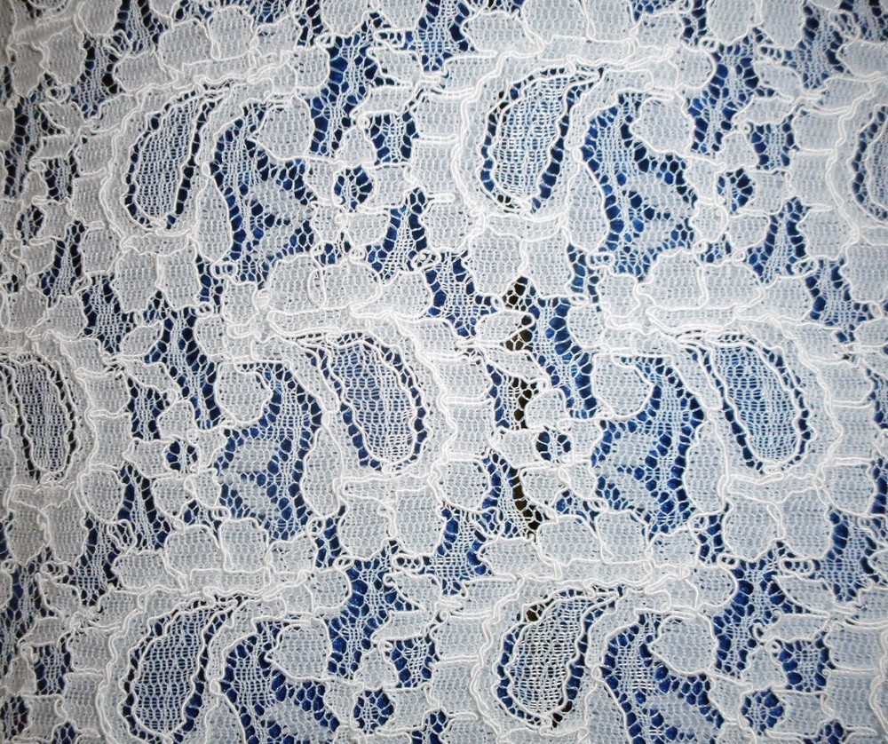 Lace Nylon Corded Paisley Shape Design Off-White Soft Drape One Piece Odd Size