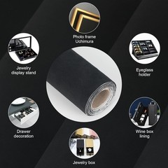 Premium Black Suede Fabric Wrap Self-Adhesive Interior Film for Car Decor