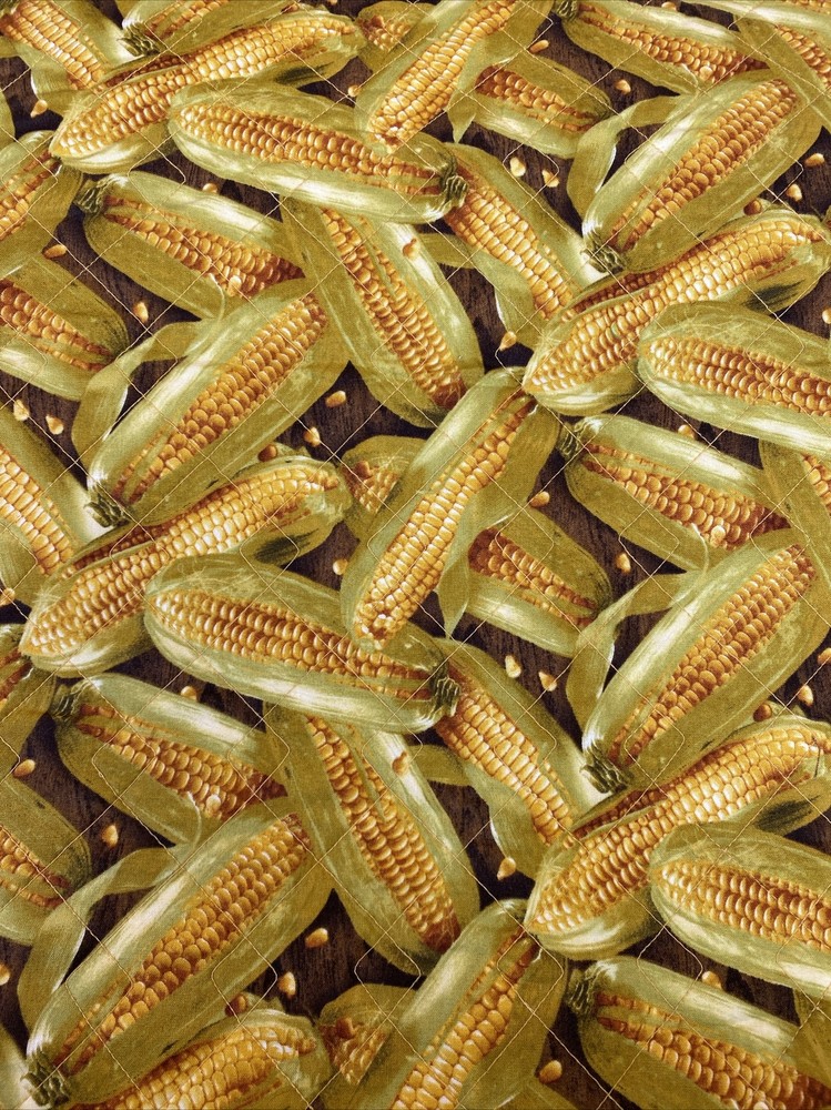2 Yards Corn “ Farmers Market” Quilted Fabric For Sewing, Home Decor, Crafts