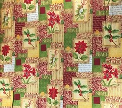 Holiday Christmas’ Tis the Season’ Florals Scrip cotton fabric BTHY 18″ x 42″