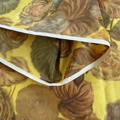 Vintage MCM 50s 60s Golden Yellow Floral Silk Fabric 2 yards + 6″ L x 36″W