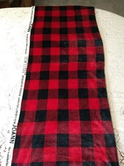 REMNANT Red Black Buffalo Plaid SEW LUSH FLEECE FABRIC 43″ x19″