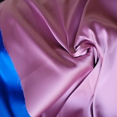 2-COLOR Blush Pink/Royal Blue REVERSIBLE Heavy Stretch Satin Designer Overstock!