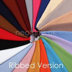 Ribbed Knit Fabric Jersey Stretch Material Plain and Rib Pattern to Mix & Match