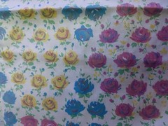 VTG Yellow Pink & Blue Florals White Granniecore Cottagecore BTFQ 36″wide