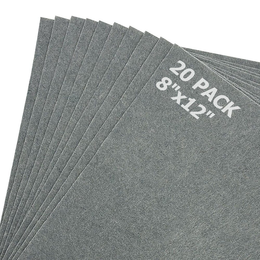 20 PCS Grey 8×12 In 1.5mm Thick Stiff Nonwoven Felt Fabric Craft Sheets Pack