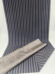 Silver Navy Striped Silk Luxurious Dupioni Fabric By 2 Meters.