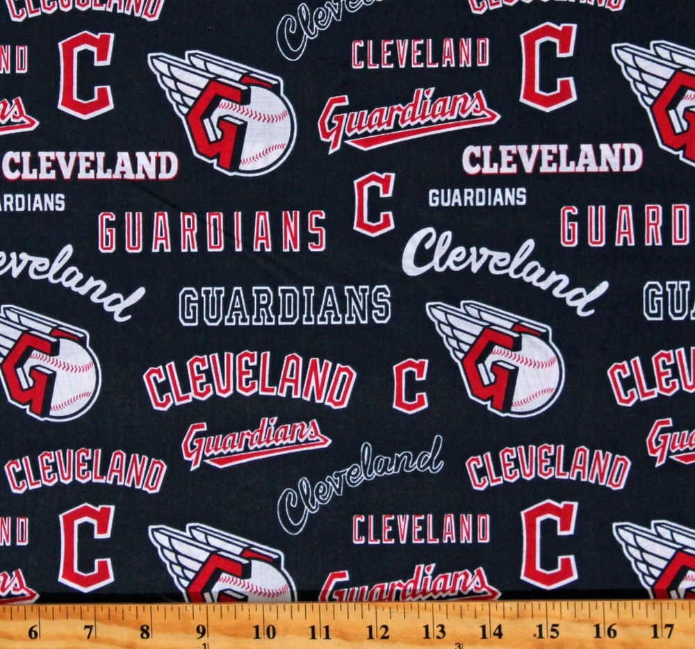 Cotton Cleveland Guardians MLB Sports Team Navy Fabric Print by the Yard D159.68