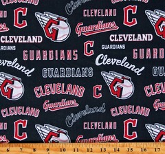 Cotton Cleveland Guardians MLB Sports Team Navy Fabric Print by the Yard D159.68