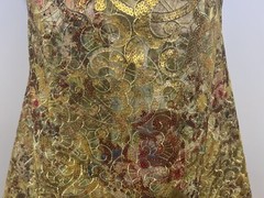 1.5 Yard Green Yellow Red Sequins Embroidery Lace Fabric 50” Width