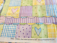 Cotton Baby Blanket Top Panel Pink Purple Yellow Blue Green HEARTS & BUTTONS
