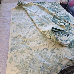 Vintage Waverly Fabric Remnant Plymouth Document Blue Yellow Green Birds READ DS