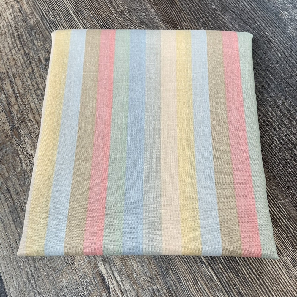 Vintage Muted Striped Poly Fabric By The Half Yard