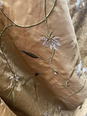 FAUX SILK FLOWERS EMBROIDERED~DRAPERY UPHOLSTERY – Orange