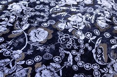 3.3 yd/ Vintage Mulberry Silk Velvet Devore Fabric Luxury Uzbek Oriental Textile