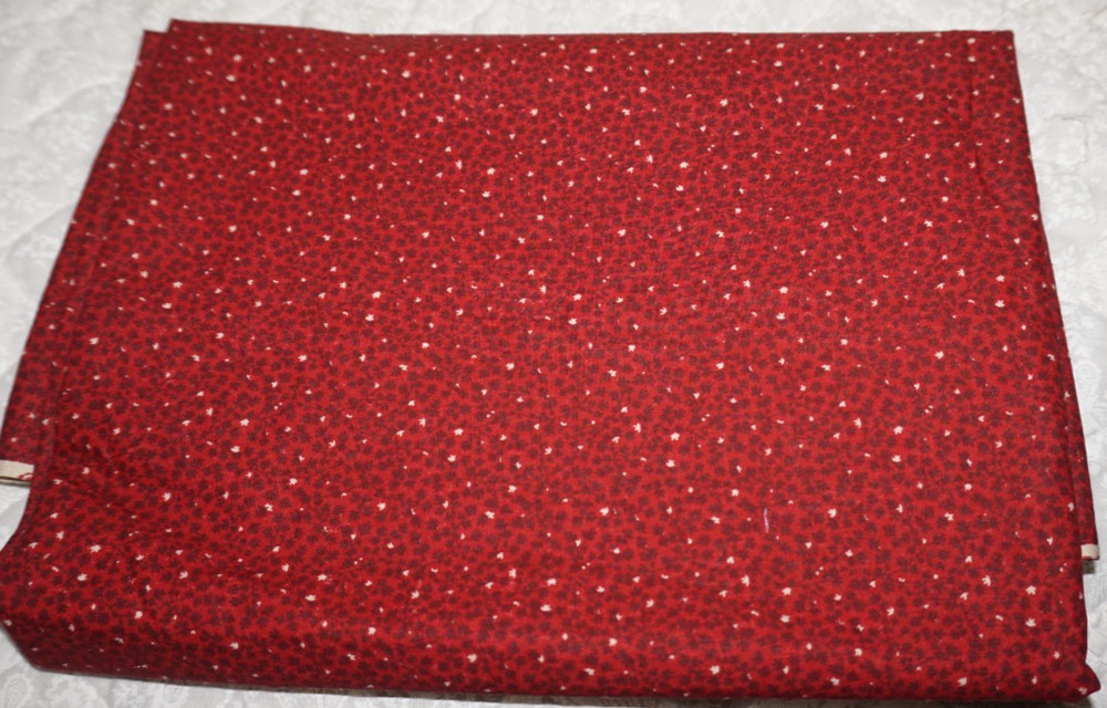 2yds x 42″, Unbranded, “Red W/ Gold Colored Dots”, Cotton Sewing/Quilting Fabric