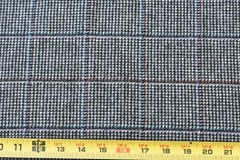 By 1/2 Yd, 45″ Wide, Gray Blue Red Black Plaid Light-to-Mid-Weight Wool, P4164