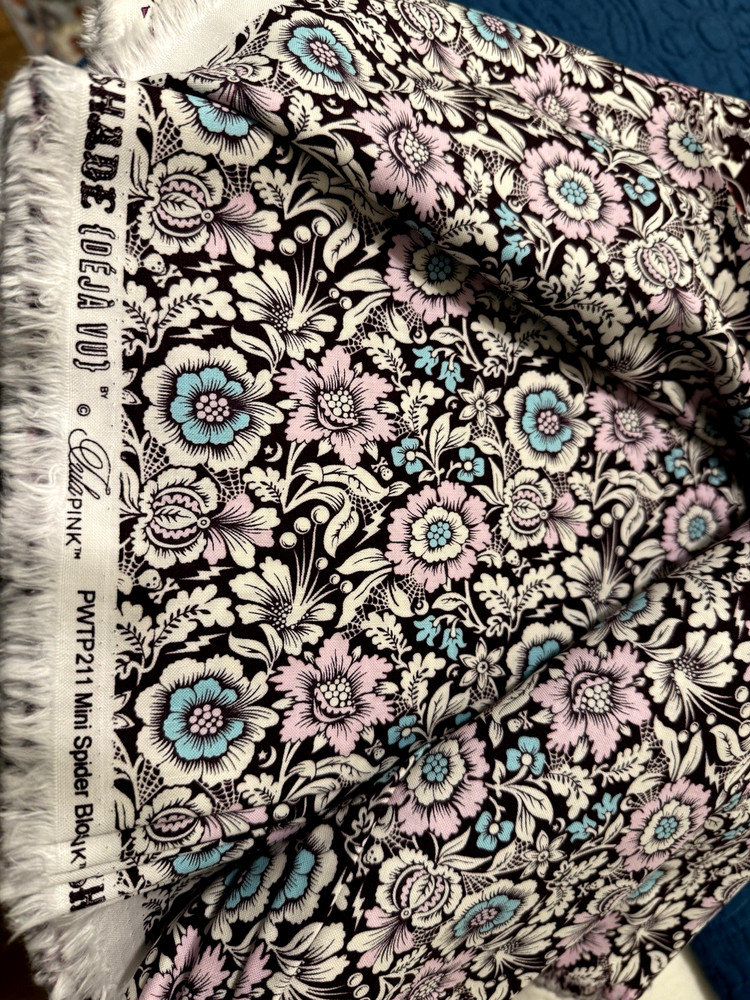 OOP 1/2 YD NIGHTSHADE Mini SPIDER BLOSSOMS Floral Cotton Quilt Fabric Tula Pink