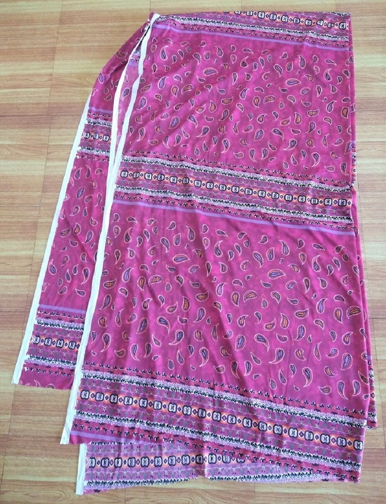 Magenta Paisley Print Fabric, Medium Weight Polyester Blend, 2 3/4 Yds, 56 x 100